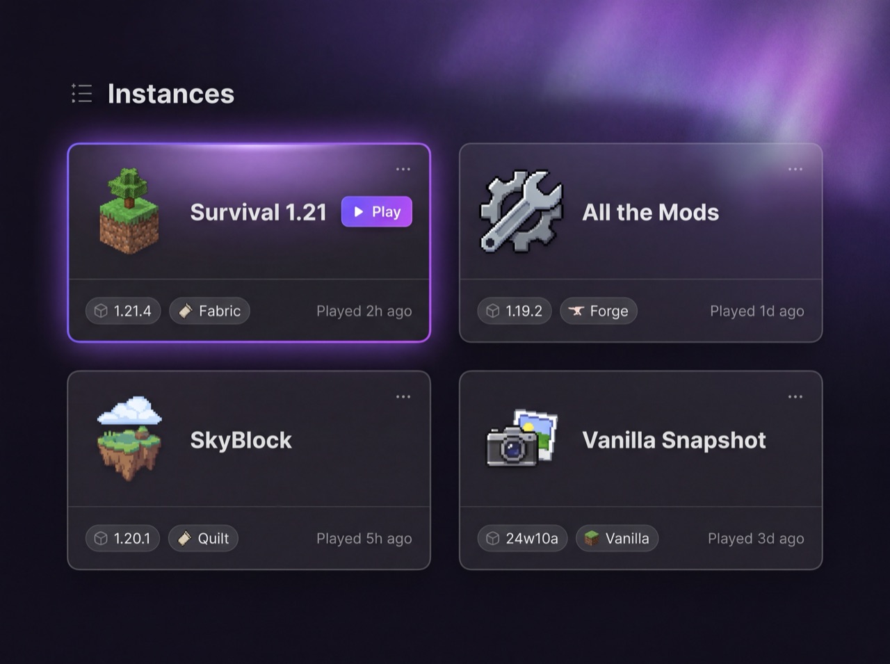 Launcher, instancias y versiones